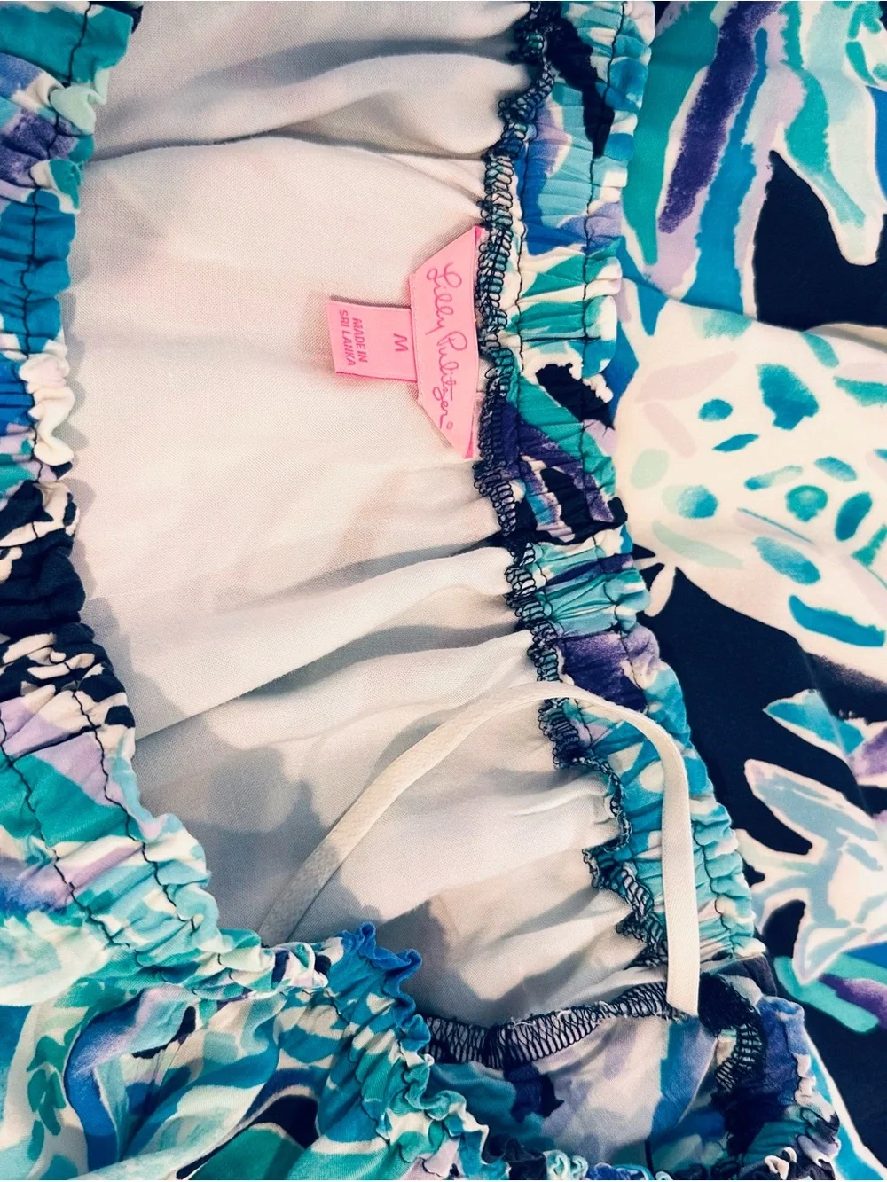 Lilly Pulitzer Off-Shoulder Lined Tropical Print Dress - Like New. - Picture 5 of 9